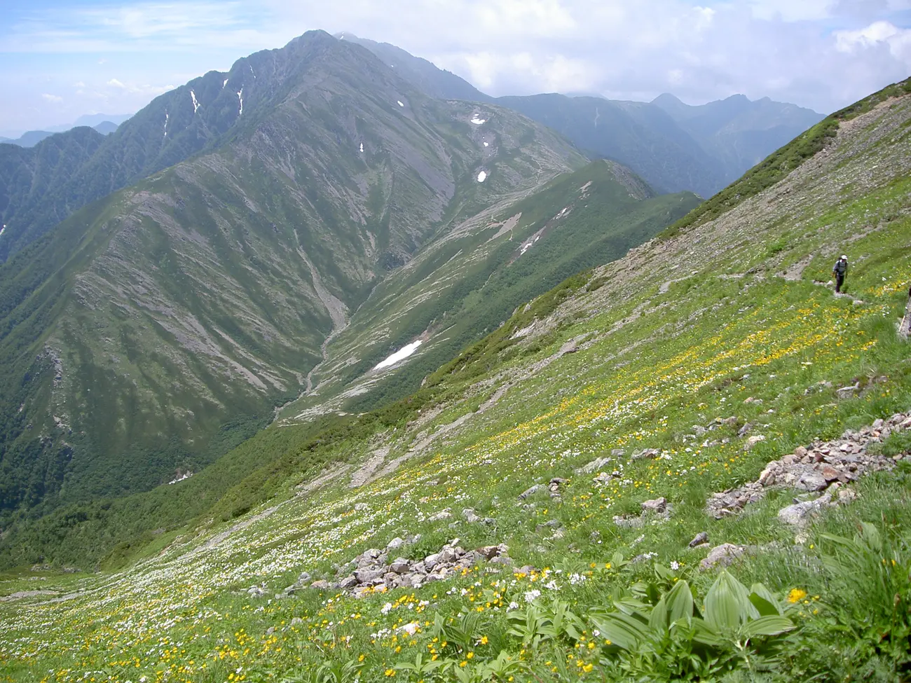 Mountain ridgeline in the Southern Alps near Ikawa