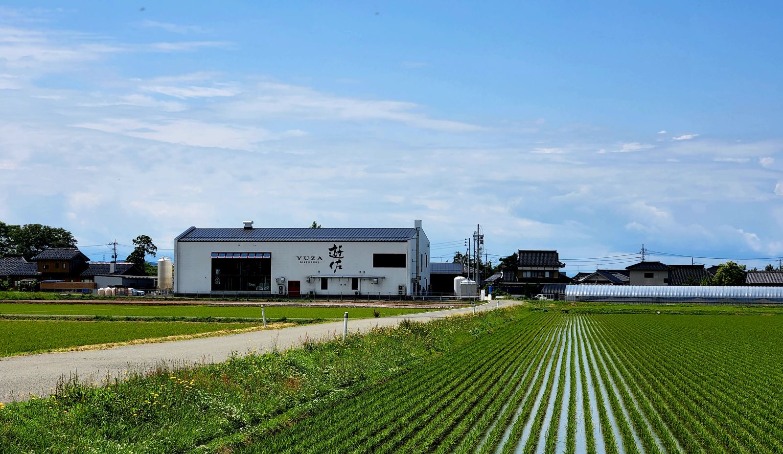 Yuza Distillery in Yamagata View from Rice Field